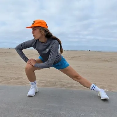 Women's Unisex Safety Bright Blue Cyan 4" Running Short with Built-In Liner - Running, Beach Workouts - Runyon Retro Ranger - Made In USA