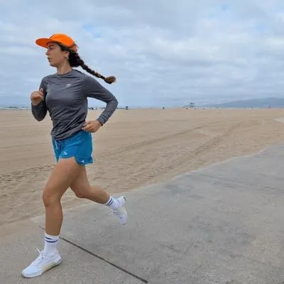 Women's Unisex Safety Bright Blue Cyan 4" Running Short with Built-In Liner - Running, Beach Workouts - Runyon Retro Ranger - Made In USA