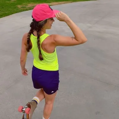 Women's Unisex Purple Blue4" Running Short with Built-In Liner - Beach Rollerskating  - Runyon Retro Ranger - Made In USA