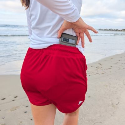 Women's Unisex Red 4" Running Short with Built-In Liner - Beach Volleyball - Runyon Retro Ranger - Made In USA