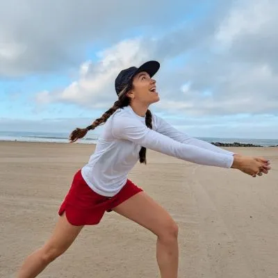 Women's Unisex Red 4" Running Short with Built-In Liner - Beach Volleyball - Runyon Retro Ranger - Made In USA