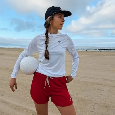 Women's Unisex Red 4" Running Short with Built-In Liner - Beach Volleyball - Runyon Retro Ranger - Made In USA