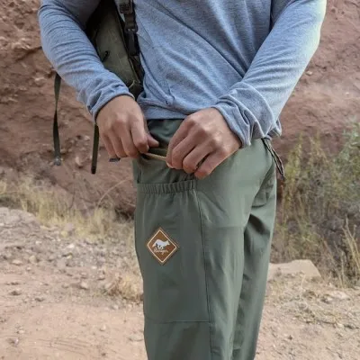 Mens Made In USA Hiking Jogger Pants - TrailStash Scrambler - Ponderosa Pine (Olive Green)