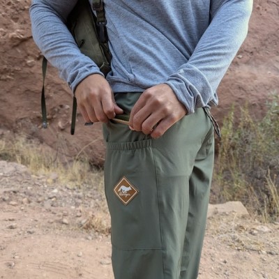 Mens Made In USA Hiking Jogger Pants - TrailStash Scrambler - Ponderosa Pine (Olive Green)