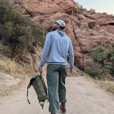 Mens Made In USA Hiking Jogger Pants - TrailStash Scrambler - Ponderosa Pine (Olive Green)