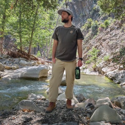 Men's Made In USA 100% Cotton Shirts for Hiking, Trail Running, Working Out -- Olive Green