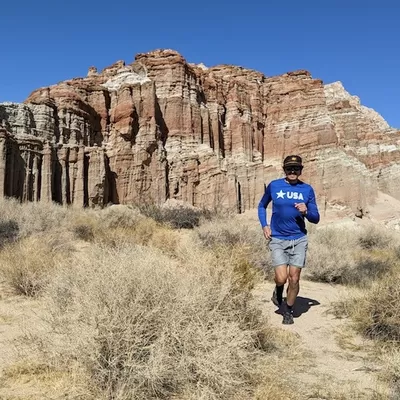 Men's Star USA Royal Blue Long Sleeve Training Shirt Made In USA Performance Apparel Red Rock Canyon State Park
