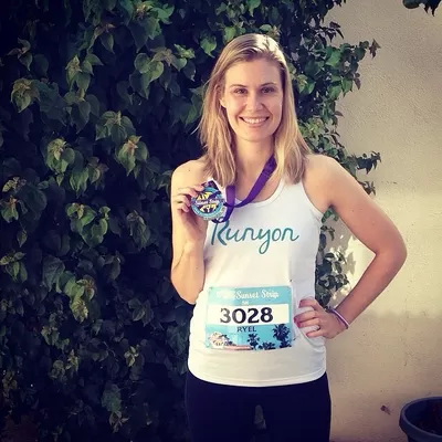 Runyon American Made In USA Womens Running Apparel Fitness Tank Tops White Teal Performance Sportswear