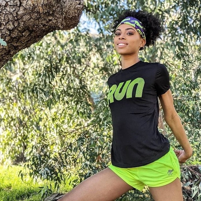 Runyon Women's Made In USA Running Shirts - RUN Series Black Safety Yellow Performance Training Shirt