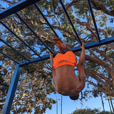Runyon Men's American Made In USA Safety Orange Fitness Short 3" Classic, great for muscle beach workouts