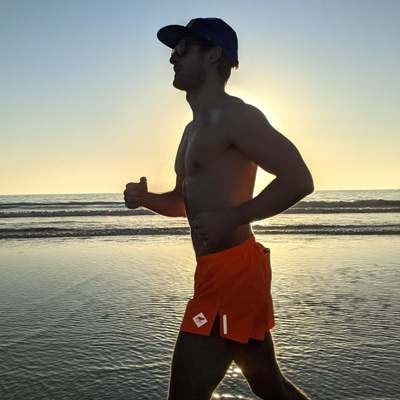 Runyon Men's American Made In USA Safety Orange Fitness Short 3" Classic, great for muscle beach workouts