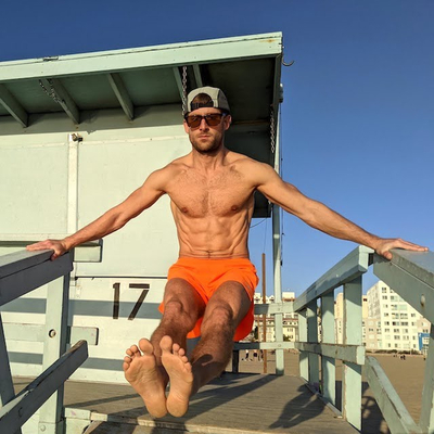 Runyon Men's American Made In USA Safety Orange Fitness Short 3" Classic, great for muscle beach workouts