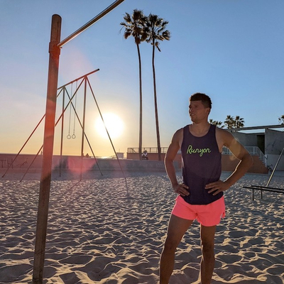 Runyon Men's American Made In USA Hot Pink Fitness Short 3" Classic, great for muscle beach workouts