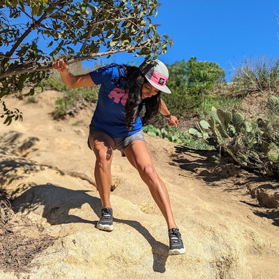 Runyon Women's Made In USA Running Shirts - RUN Series Royal Blue Hot Pink Performance Training Shirt