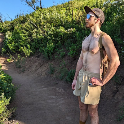 Runyon Sand (Khaki) TrailStash 5" Gravel Short - Trail Running, Ultra Running, Hiking, Outdoor Fitness Made In USA