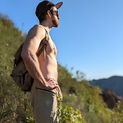 Runyon Sand (Khaki) TrailStash 5" Gravel Short - Trail Running, Ultra Running, Hiking, Outdoor Fitness Made In USA