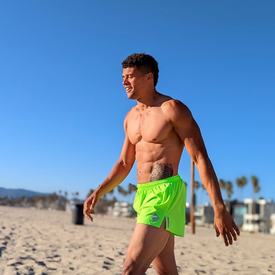 Runyon Mens American Made In USA 3" Classic Running Short, great for Beach workouts. Neon Fluorescent Safety Yellow