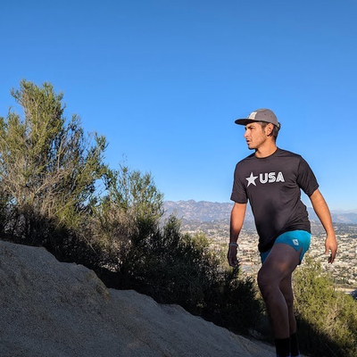 Runyon Mens Made In USA Teal Performance Running Shorts