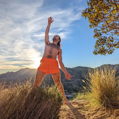 Mens Made In USA Fluorescent Safety Neon Orange Running Shorts great for Yoga
