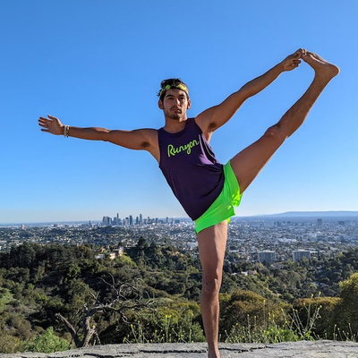 Mens Neon Safety Yellow Performance Running Shorts Made In USA - Great for Yoga