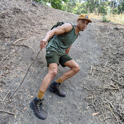 Runyon TrailStash 7" Olive Green Gravel Short Made In USA - Hiking, Running, Cycling