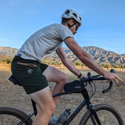 Runyon Men's Olive Green TrailStash Gravel Cycling Running Hiking Short - American Made In USA