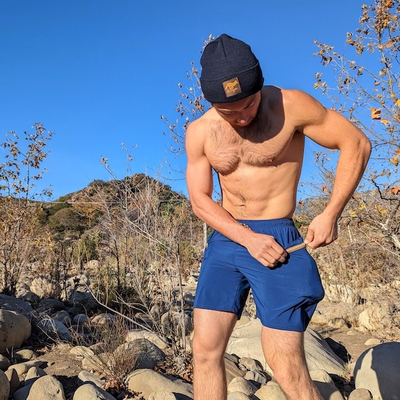 Runyon American Made In USA Men's Hiking Trail Running Shorts 7" Navy Blue Workout Fitness Shorts