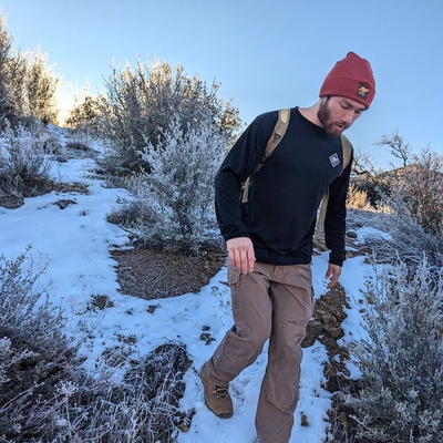 Runyon Mens CozyTech Black Long Sleeve Performance Camp Shirts - American Made In USA Outdoor Hiking Apparel