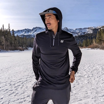 Runyon Mens Black Zip-Up Hoodies Performance Running Jacket American Made In USA