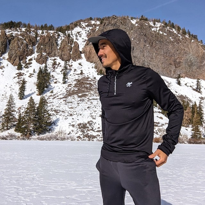 Runyon Mens Black Zip-Up Hoodies Performance Running Jacket American Made In USA