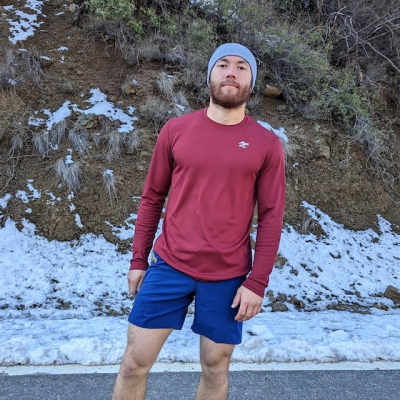 Runyon Men's Long Sleeve Manzanita (Maroon) Long Tech Trail Performance Shirt Running Hiking Fitness Outdoor Apparel American Made In USA