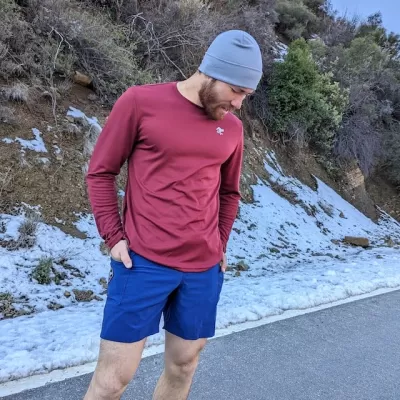 Runyon Men's Long Sleeve Manzanita (Maroon) Long Tech Trail Performance Shirt Running Hiking Fitness Outdoor Apparel American Made In USA