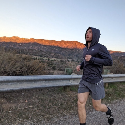 Runyon Mens American Made In USA Running Jacket Performance Zip Hoodies - Charcoal Slate Grey