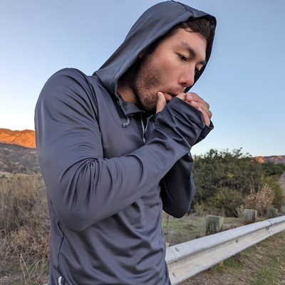 Runyon Mens American Made In USA Running Jacket Performance Zip Hoodies - Charcoal Slate Grey