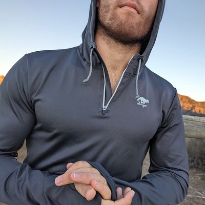 Runyon Mens American Made In USA Running Jacket Performance Zip Hoodies - Charcoal Slate Grey