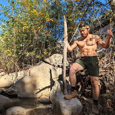Runyon Men's American Made In USA Hiking Outdoor Fitness Shorts Dark Olive Green TrailStash 7" Gravel Short