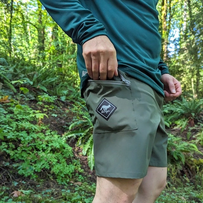 Runyon Mens Olive Green 7" Performance Shorts Trail Running Hiking Workout American Made In USA Performance Sportswear