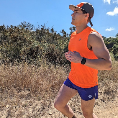 Runyon Mens Unisex Fluorescent Safety Neon Orange Muscle Tee Performance Tank Top Running Workout Shirt American Made In USA