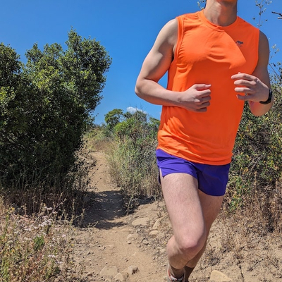 Runyon Mens Unisex Fluorescent Safety Neon Orange Muscle Tee Performance Tank Top Running Workout Shirt American Made In USA