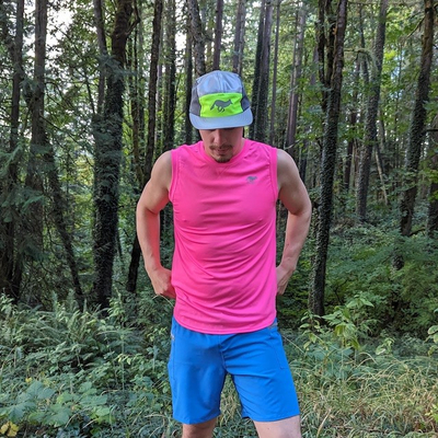 Runyon Mens Unisex Hot Pink Muscle Tee Performance Tank Top Running Workout Shirt American Made In USA