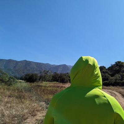 Runyon Men's Neon Green Hi-Vis Fluorescent Sun Hoodie Shirt Long Sleeve Thumbholes UPF Protection Performance Shirt Running Hiking American Made In USA