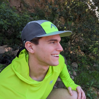 Runyon Neon Safety Yellow Hi-Vis Reflective Camp Hat Trail Running Hiking Cap American Made In USA