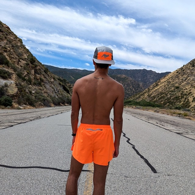 Runyon Neon Safety Orange Hi-Vis Reflective Camp Hat Trail Running Hiking Cap American Made In USA