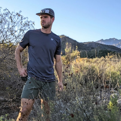 Men's Graphite Short Sleeve Performance Shirt for Trail Running, Hiking, Gym, Workout, Fitness, Outdoors