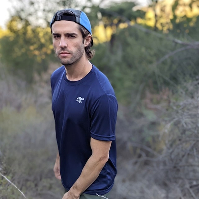 Men's Navy Sleeve Performance Shirt for Trail Running, Hiking, Gym, Workout, Fitness, Outdoors