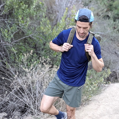Men's Navy Sleeve Performance Shirt for Trail Running, Hiking, Gym, Workout, Fitness, Outdoors