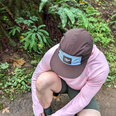 Runyon Ghost Town Brown Rad Reflective Camp Hat American Made In USA Trail Running Performance Cap also great for Hiking, Workout, Outdoors