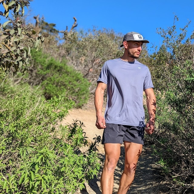 Men's Steel Grey Short Sleeve Performance Shirt for Trail Running, Hiking, Gym, Workout, Fitness, Outdoors