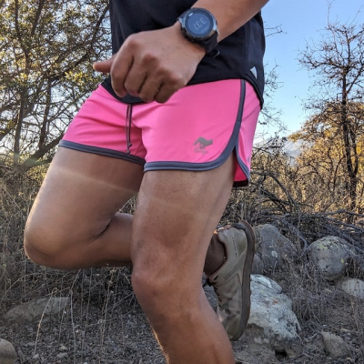 Retro Ranger 4" Hot Pink Performance Running Short -- great for running, track, workouts, gym, strength training, yoga, fitness.  American Made In USA.
