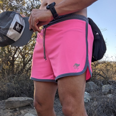 Retro Ranger 4" Hot Pink Performance Running Short -- great for running, track, workouts, gym, strength training, yoga, fitness.  American Made In USA.
